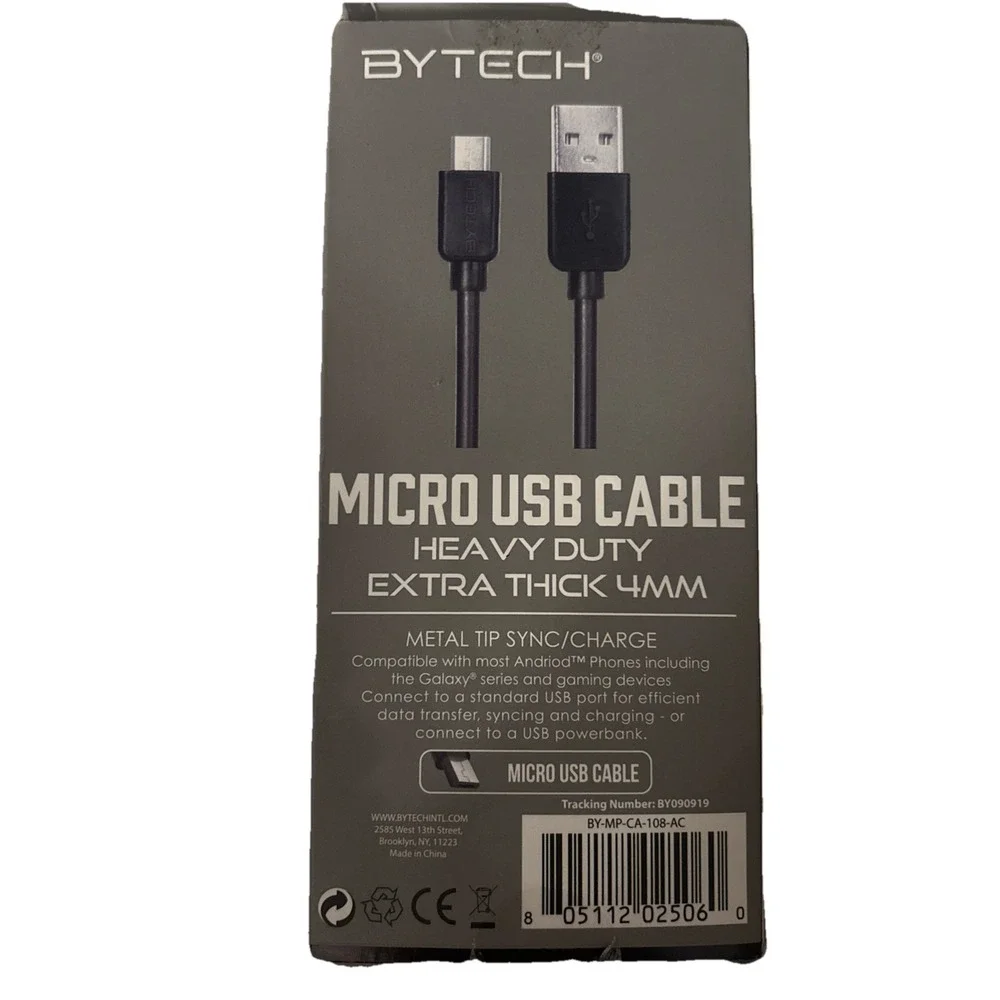 ByTech Micro USB Cable Heavy Duty Extra Thick 4MM 10FT Black